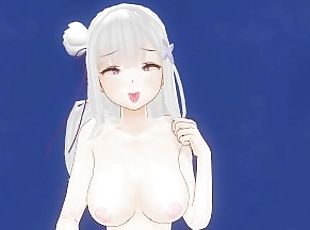 3D HENTAI Beautiful Agony Emilia from anime Re: Zero gets an orgasm