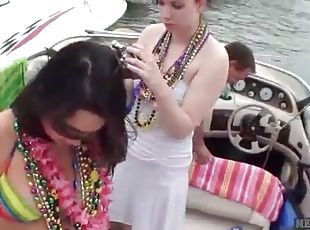 Girls lick whipped cream off each other