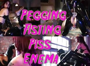 Strap-on Pegging Anal Fisting and Piss enema ft Mistress Vera Violette latex dildo anal watersports